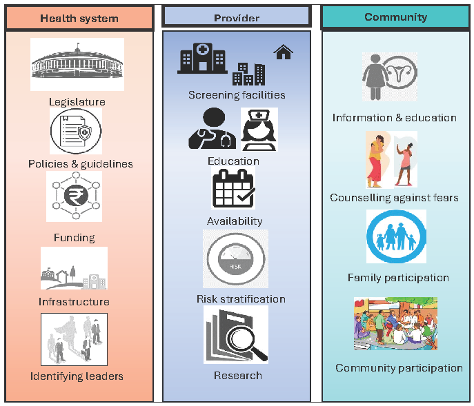 Major gaps to be addressed at the level of health system, provider, and community.